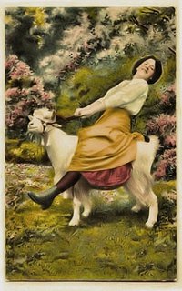 Woman Riding Goat Photo